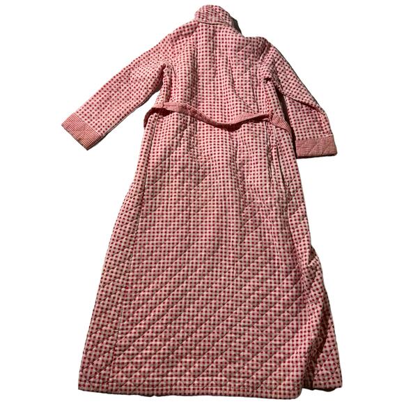 Vintage 70s Montgomery Ward Red Gingham Check Quilted Robe Cottagecore - Picture 8 of 12